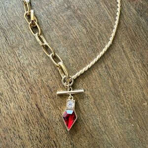 Gold and Red Pendant Necklace